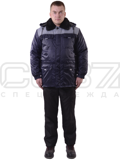 Куртка рабочая зимняя Шкипер цв.тёмно-синийкрасный тк.оксфорд-1